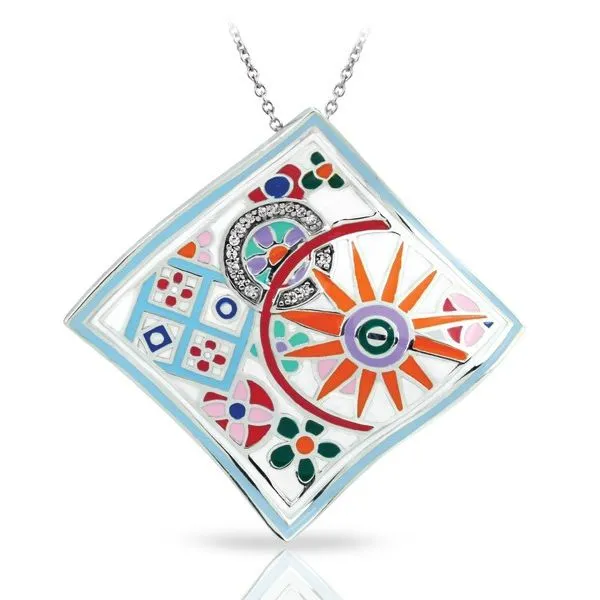 Lady's SS Pashmina Pendant W/Multi-Color Enamel & CZs Orin Jewelers Northville, MI