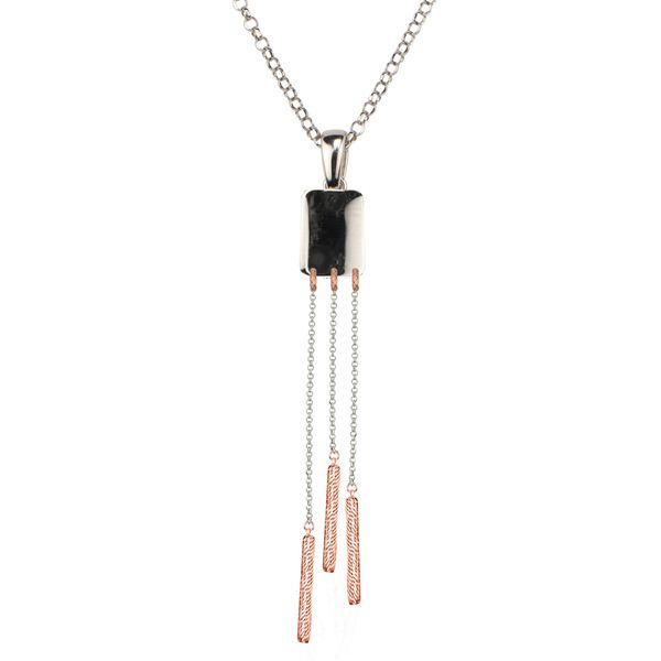 Lady's SS & Rose Gold Plated Tab & Tubes Pendant Orin Jewelers Northville, MI