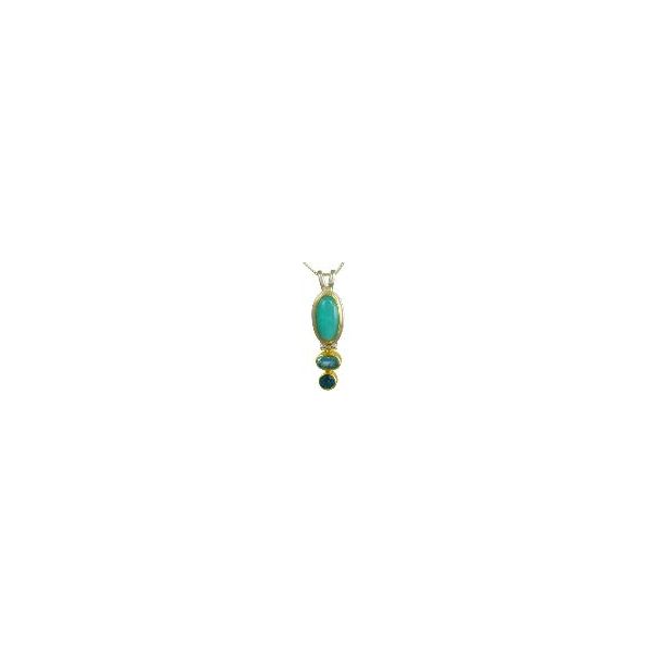 Lady's Sterling Silver and 22K Gold Vermeil Pendant w/Amazonite, Teal Topaz & Baby Blue Topaz Orin Jewelers Northville, MI