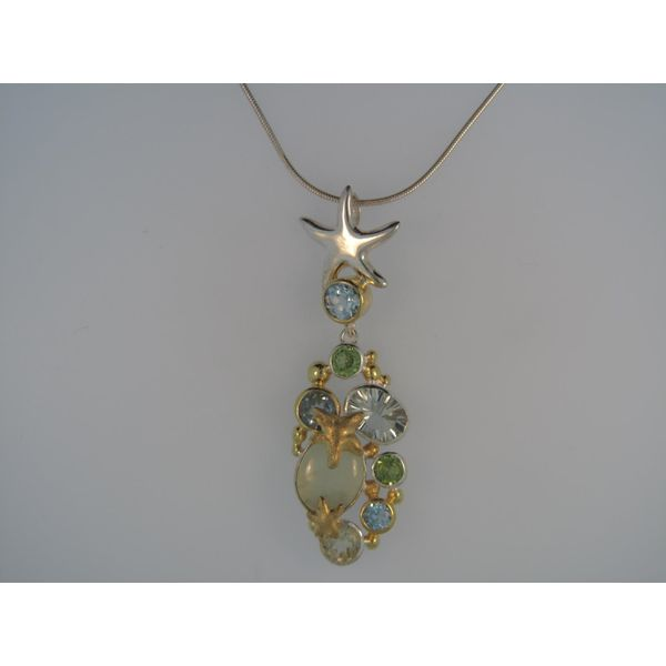 Lady's Two Tone Sterling Silver & 22K Gold Vermeil Overlay Pendant w/Delicous Topaz, Peridot, Baby Blue Topaz, Prehnite & Sky Bl Orin Jewelers Northville, MI