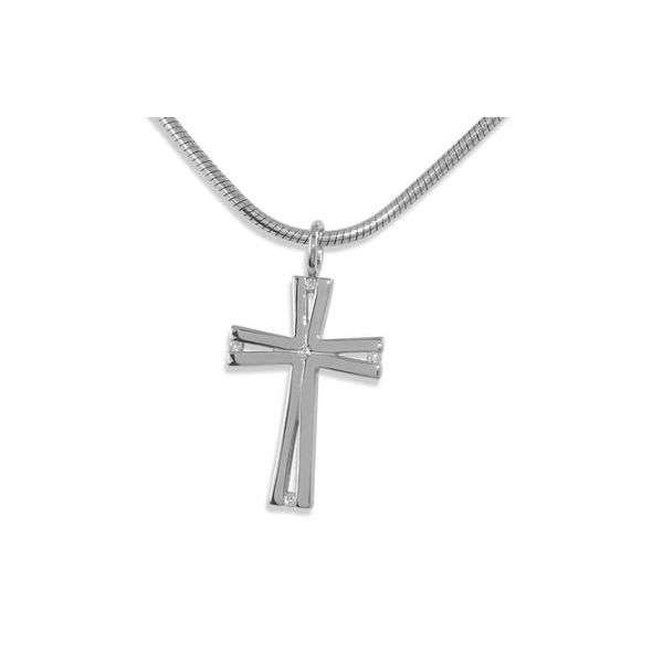 Sterling Silver & Rhodium Plated Cross Pendant With 5 Diamonds Orin Jewelers Northville, MI