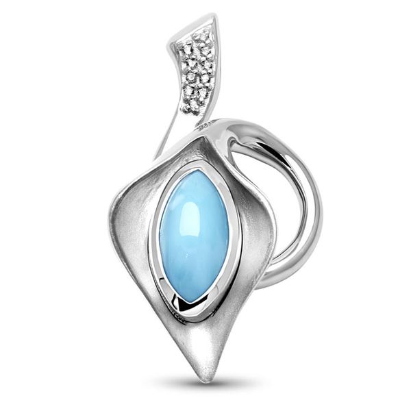 Sterling Silver Larimar Pendant With White Sapphire, Calla, by Marahlago Orin Jewelers Northville, MI