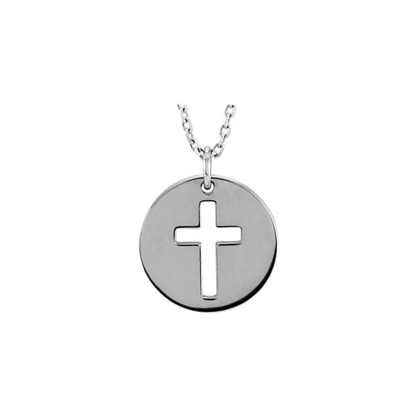 Sterling Silver Pierced Cross Disc Necklace Orin Jewelers Northville, MI