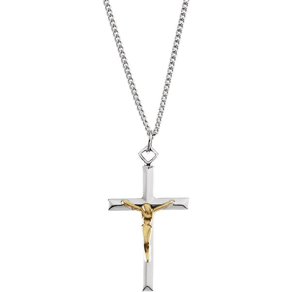 Sterling Silver & Yellow Gold Filled Crucifix Necklace Orin Jewelers Northville, MI