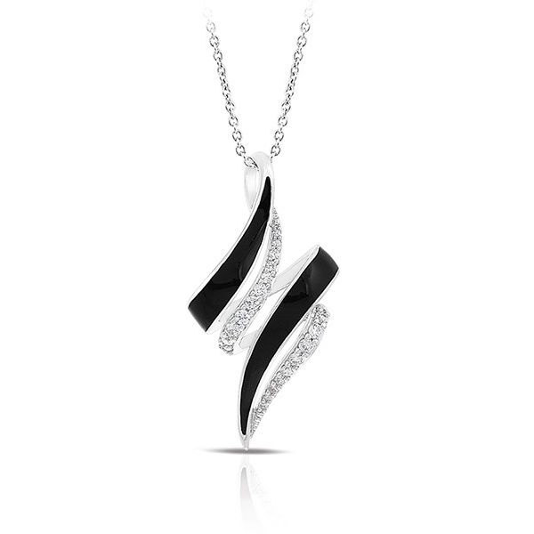 Lady's Sterling Silver Aria Pendant With Black Enamel & Cubic Zirconias Orin Jewelers Northville, MI