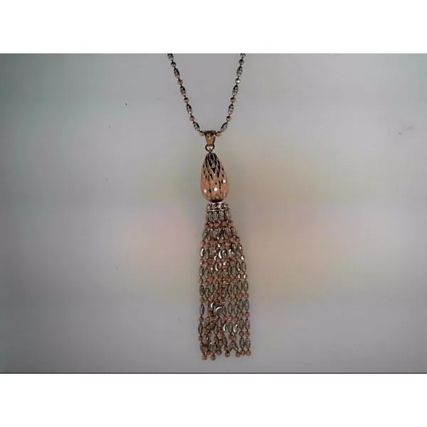 Lady's Sterling Silver Rose Gold & Platinum Plated Halley Tassel Pendant Orin Jewelers Northville, MI