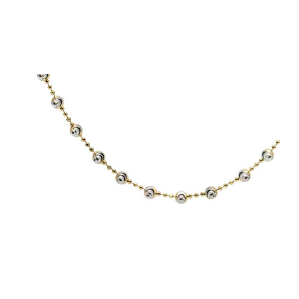 Lady's Sterling Silver Yellow Gold Plated Station Round Moon 3-Row Chain Necklace Orin Jewelers Northville, MI