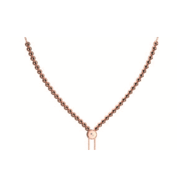 Lady's Sterling Silver Rose Gold Plated Adjustable Beaded Necklace, 34