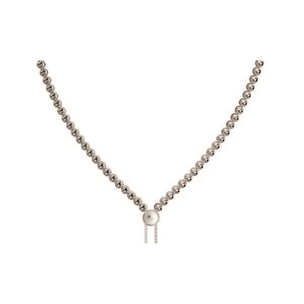 Lady's Sterling Silver Platinum Plated Adjustable Beaded Necklace Orin Jewelers Northville, MI