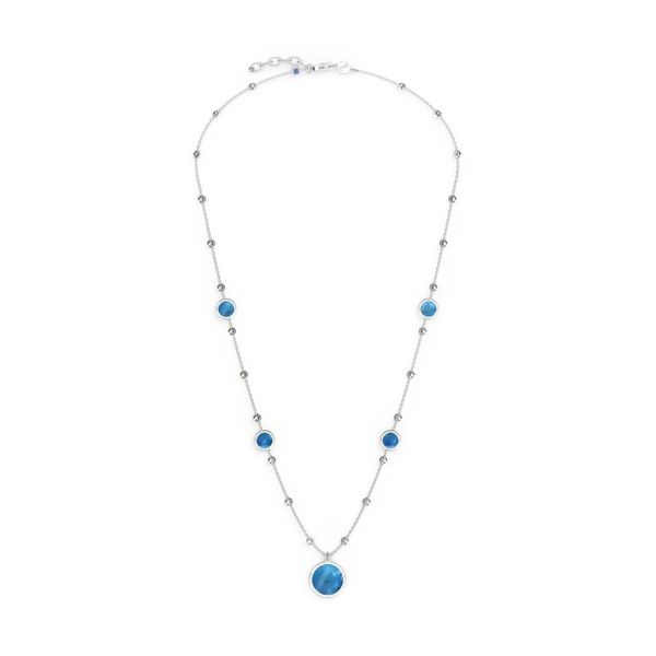 Lady's Sterling Silver Platinum Plated 5 Station Blue Mother-Of-Pearl Necklace Orin Jewelers Northville, MI