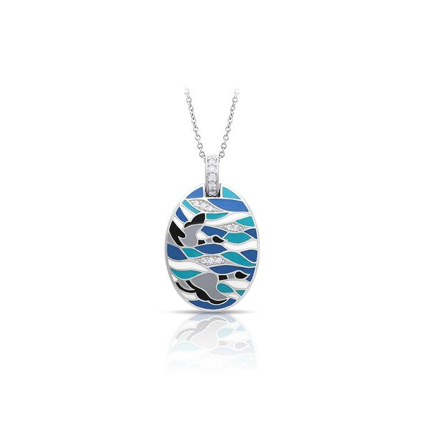 Lady's Sterling Silver Migration Pendant With Blue Enamels & White CZs Orin Jewelers Northville, MI