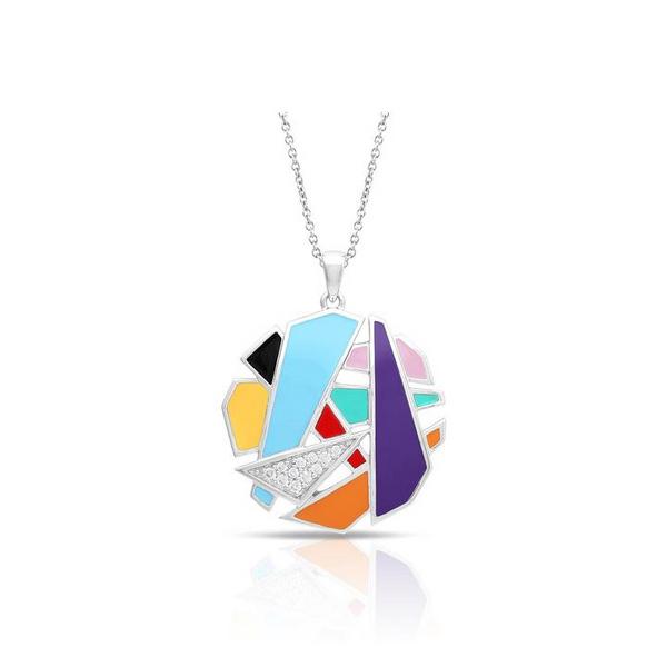 Lady's Sterling Silver Spectrum Pendant With Multi-Color Enamels & White CZs Orin Jewelers Northville, MI