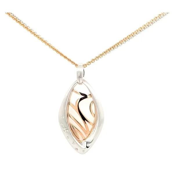 Lady's Sterling Silver & Rose Plated Fashion Pendant With White Sapphires Orin Jewelers Northville, MI