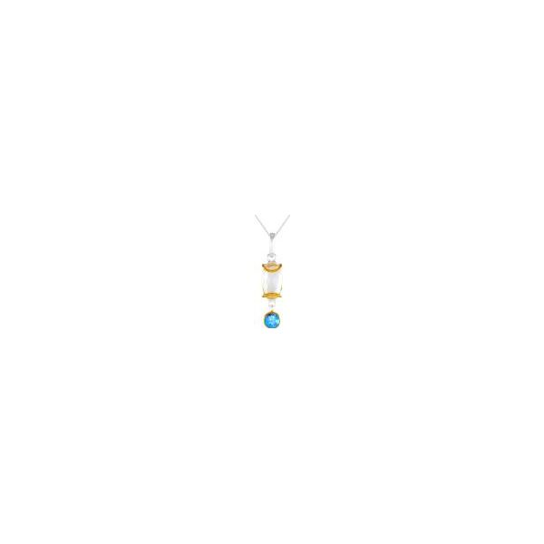 Sterling Silver and 22K Gold Vermeil Pendant with Quartz + Mother of Pearl and Sky Blue Topaz Orin Jewelers Northville, MI