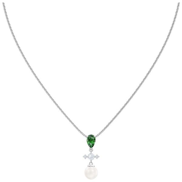 Swarovski Perfection Necklace, Green, Rhodium plated Orin Jewelers Northville, MI