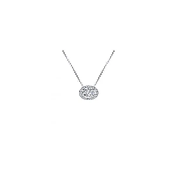 Sterling Silver Oval Shape Halo Pendant WIth CZs Orin Jewelers Northville, MI