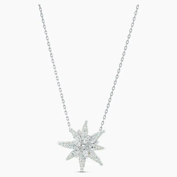 SCS Swarovski Edelweiss Pendant, Light multi-colored, Rhodium plated Orin Jewelers Northville, MI