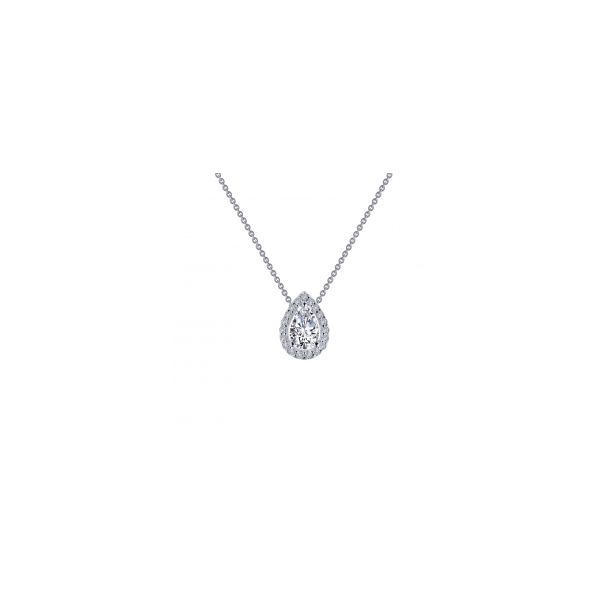 Sterling Silver Pear Shape Halo Pendant With CZs Orin Jewelers Northville, MI