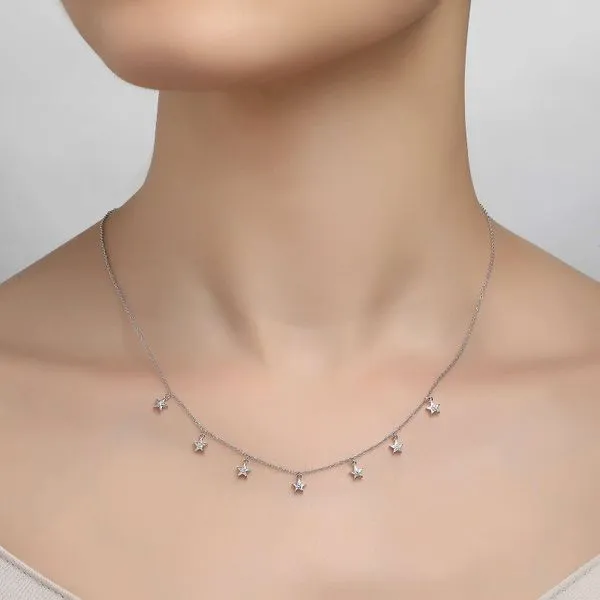 Sterling Silver Star Necklace With CZs Image 2 Orin Jewelers Northville, MI