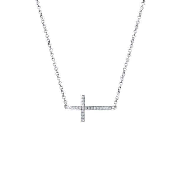Sterling Silver Sideways Cross Necklace With Rhodium Plating Orin Jewelers Northville, MI