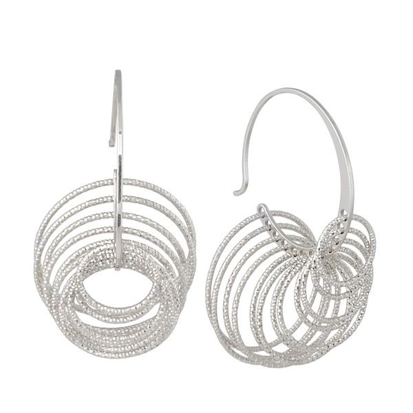 Lady's Sterling Silver 3D Circle Hoops Earrings Orin Jewelers Northville, MI