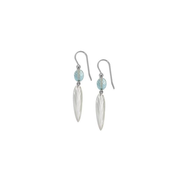 Lady's SS Icycle Blue Topaz Bead Droplet Earrings Orin Jewelers Northville, MI