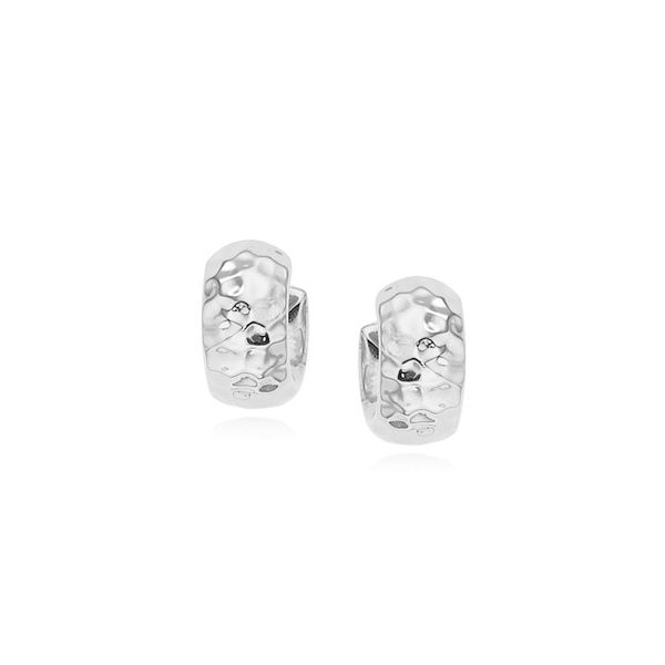 Lady's Sterling Silver Hammered Hoop Earrings Orin Jewelers Northville, MI