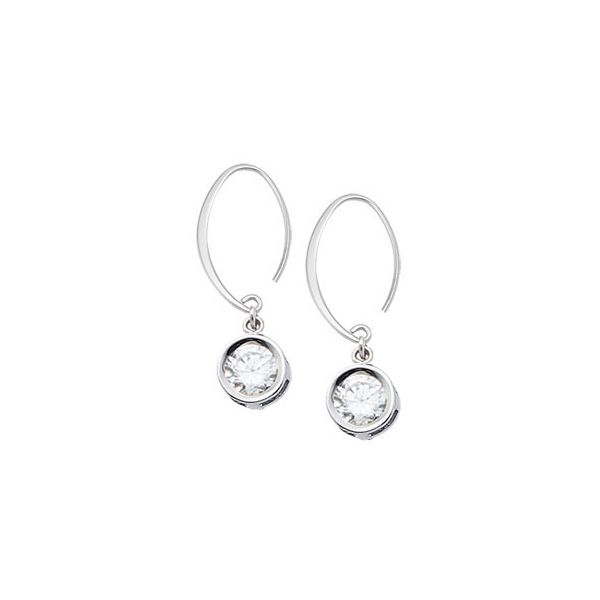 Lady's Sterling Silver Drop Earrings W/CZs Orin Jewelers Northville, MI