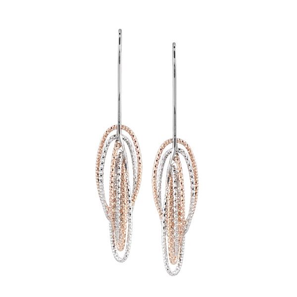 Lady's Sterling Silver & Rose Gold Plated Oval Twist Earrings Orin Jewelers Northville, MI