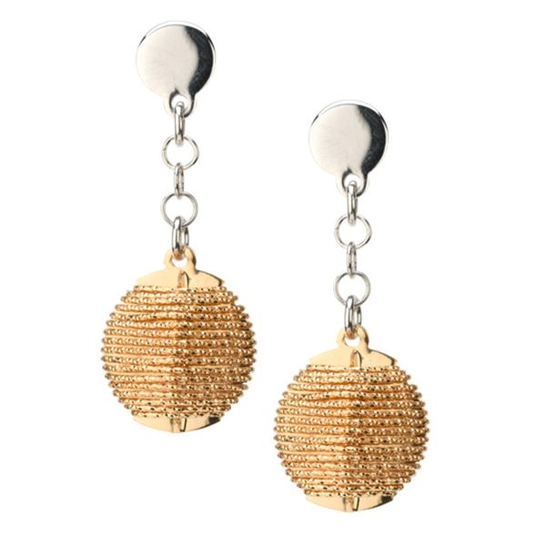 Lady's SS & Yellow Gold Plated Solar Wrap Earrings Orin Jewelers Northville, MI
