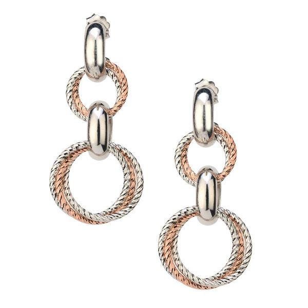 Lady's SS & Rose Gold Plated Liberty Earrings Orin Jewelers Northville, MI