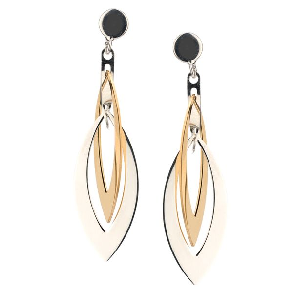 Lady's Sterling Silver & Yellow Gold Plated Layers Marquis Earrings Orin Jewelers Northville, MI