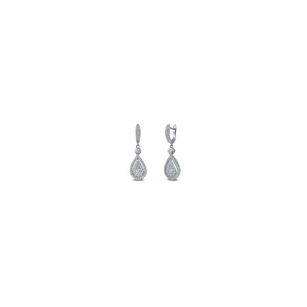 Lady's Sterling Silver Pave Pear Drop Earrings W/CZs Orin Jewelers Northville, MI