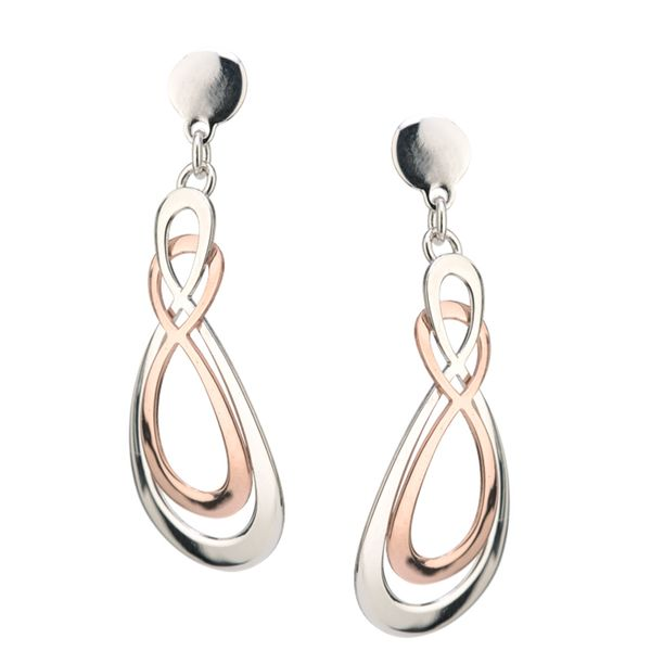 Lady's Sterling Silver & Rose Gold Plated Pear Shaped Earrings Orin Jewelers Northville, MI