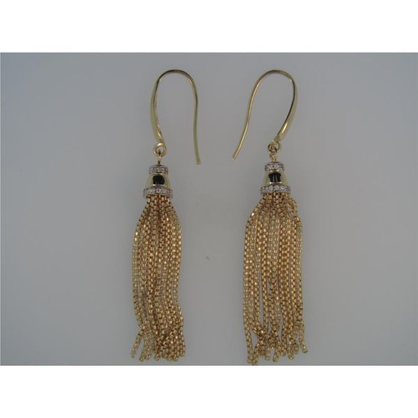 Lady's SS & Rhodium Plated Sharon Cap & Tassel Drop Earrings W/CZs Orin Jewelers Northville, MI