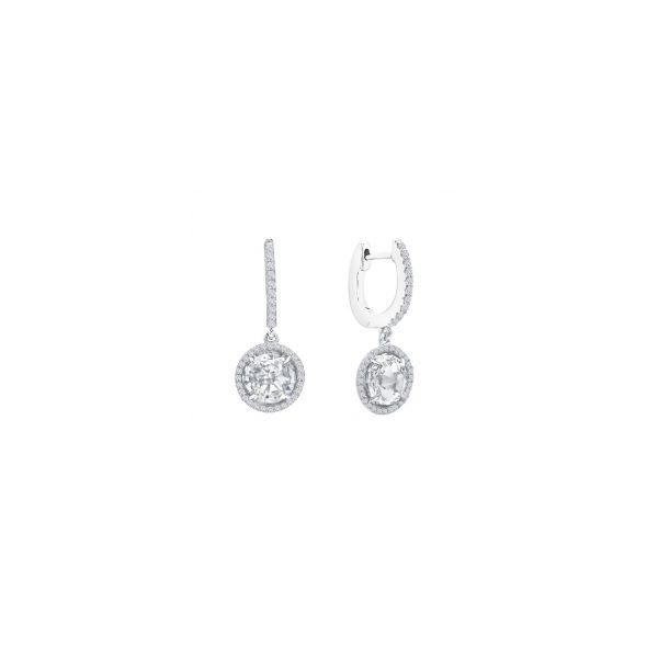 Lady's Sterling Silver Rose Cut Round Halo Dangle Earrings W/CZs Orin Jewelers Northville, MI