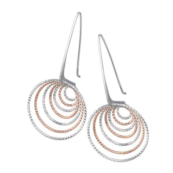 Lady's Sterling Silver & Rose Inner Circle Earrings Orin Jewelers Northville, MI