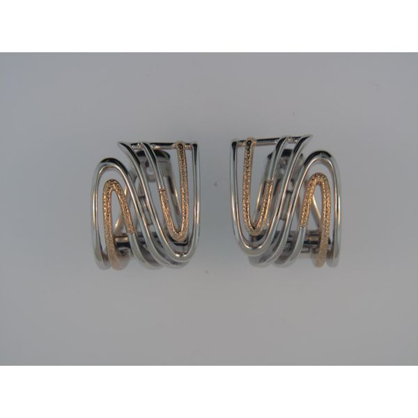 Lady's Sterling Silver & Rose Gold Plated Earrings Orin Jewelers Northville, MI