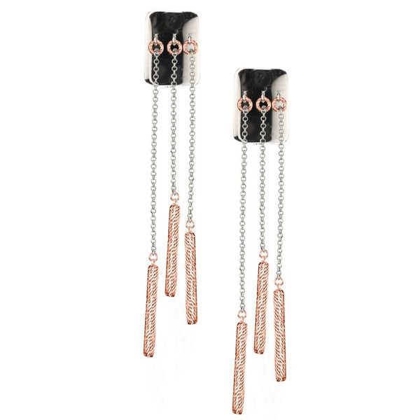 Lady's SS & Rose Gold Plated Tab & Tube Earrings Orin Jewelers Northville, MI