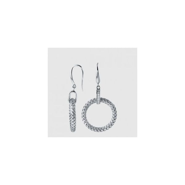 Lady's SS & Rhodium Plated Sorrento Round Woven Earrings w/CZs Orin Jewelers Northville, MI