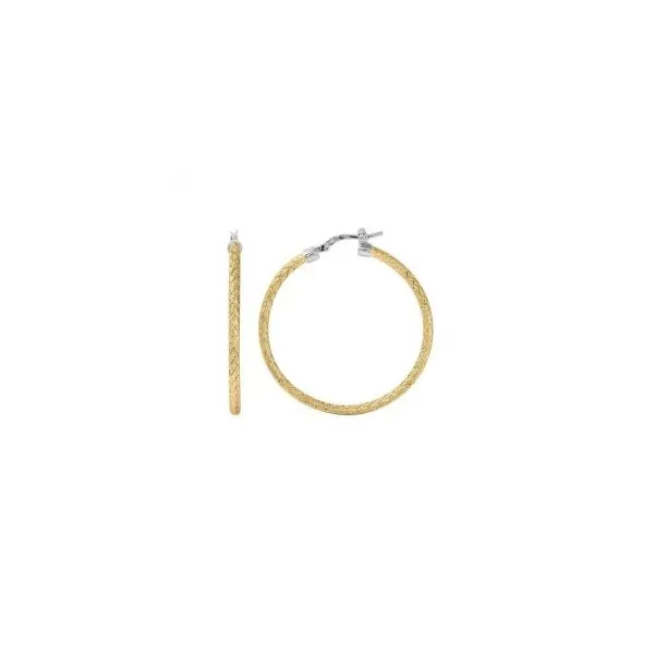 Lady's Sterling Silver & 18k Yellow Gold Plated 35mm Jody Round Hoop Earrings Orin Jewelers Northville, MI