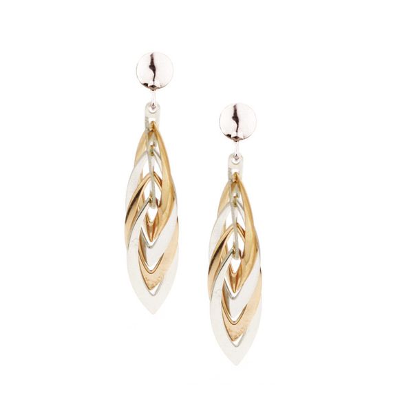 Lady's Sterling Silver & Rose Gold Plated Marquis Earrings Orin Jewelers Northville, MI