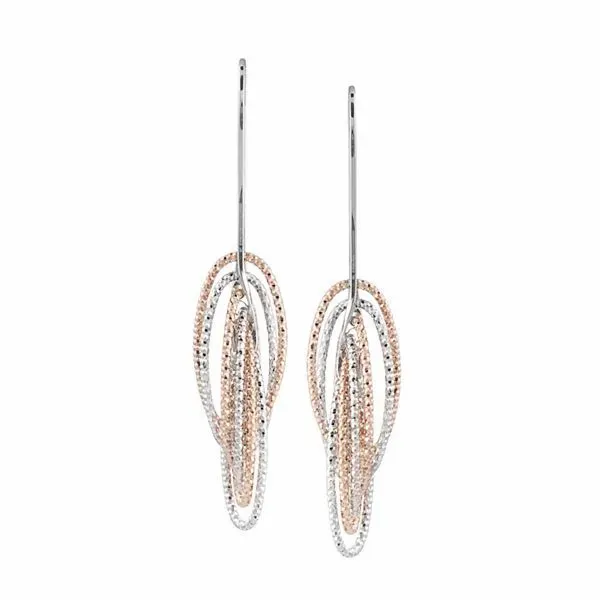 Lady's Sterling Silver & Rose Gold Plated Infinity Twist Earrings Orin Jewelers Northville, MI