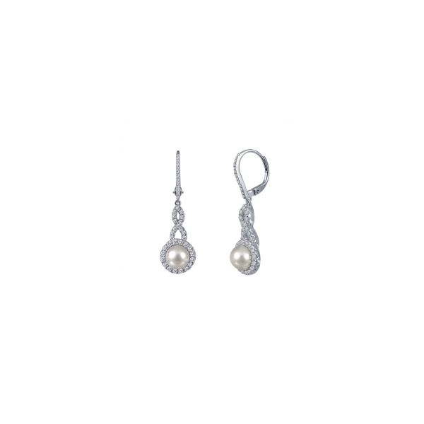 Lady's Sterling Silver Freshwater Pearl Drop Earrings w/CZs Orin Jewelers Northville, MI