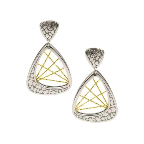 Lady's Sterling Silver & Yellow Gold Plated Earrings Orin Jewelers Northville, MI