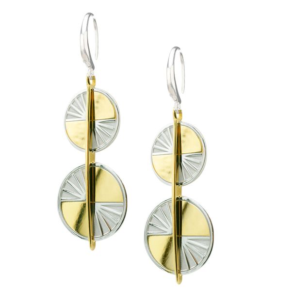 Lady's Sterling Silver & Yellow Gold Plated Earrings Orin Jewelers Northville, MI