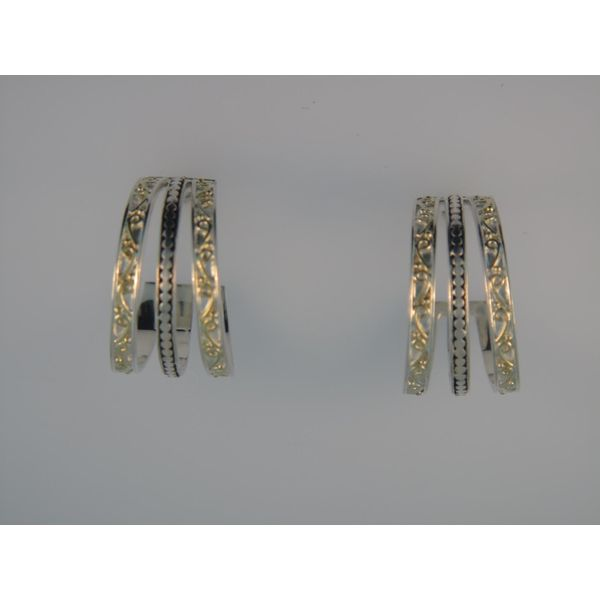 Lady's Two Tone Sterling Silver & 22K Gold Vermeil Overlay Earrings Orin Jewelers Northville, MI