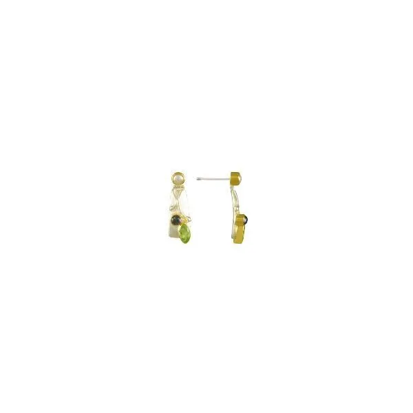 Lady's Two Tone Sterling Silver & 22K Gold Vermeil Earring w/Iolite, Peridot & White Freshwater Pearl Orin Jewelers Northville, MI