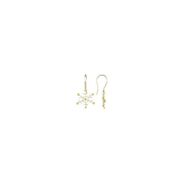 Lady's Two Tone Sterling Silver & 22K Gold Vermeil Snowflake Earrings Orin Jewelers Northville, MI