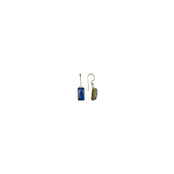 Lady's Two Tone Sterling Silver & 22K Gold Vermeil Overlay Earrings w/Blue Rainbow Moonstone Orin Jewelers Northville, MI